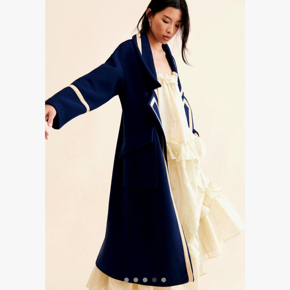 Free People Nocturne Military Trimmed Overcoat Blue size M - Picture 4 of 5